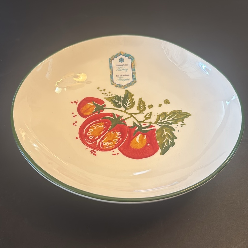 4pc PAPART SERAMIK Handcrafted In Turkey Pasta Salad Bowl - Tomatoes On A Vine - Picture 11 of 13